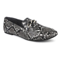 Reptile Paint Penny Loafer With Chain Accent