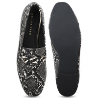 Reptile Paint Penny Loafer With Chain Accent