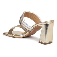 Classic Metallic Slides on a Block Heel