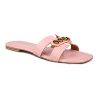 Classic H Syle Slide Sandal With Metal Trims