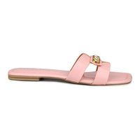 Classic H Syle Slide Sandal With Metal Trims
