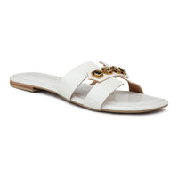 Classic H Syle Slide Sandal With Metal Trims