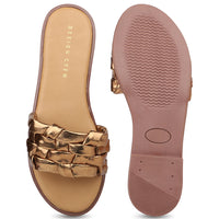 Braided Metallic Sandal on a Moulded Outsole