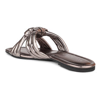 Double Knotted metallic Slide Sandal