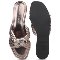 Double Knotted metallic Slide Sandal
