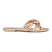 Double Knotted metallic Slide Sandal