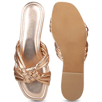 Double Knotted metallic Slide Sandal