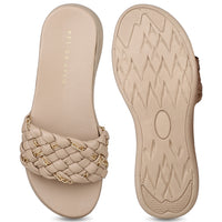 Braided Comfort Slides With Chain Details
