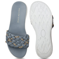 Braided Comfort Slides With Chain Details