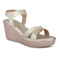Glittery Platform Sandal With Elastic Strap
