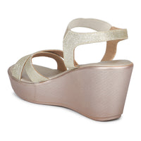 Glittery Platform Sandal With Elastic Strap