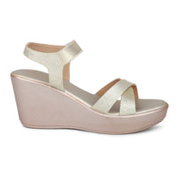 Glittery Platform Sandal With Elastic Strap