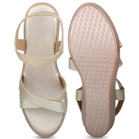 Glittery Platform Sandal With Elastic Strap