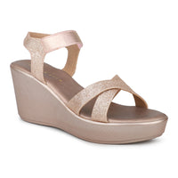 Glittery Platform Sandal With Elastic Strap