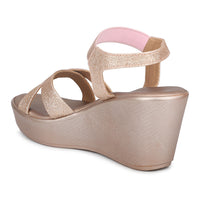 Glittery Platform Sandal With Elastic Strap