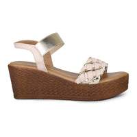 Classic Braided Sandal With Elastic Strap on a Platform sole