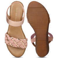 Classic Braided Sandal With Elastic Strap on a Platform sole