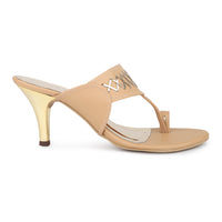 Kitten Heel Kolhapuri Sandal with Stylish Toe Ring Accent