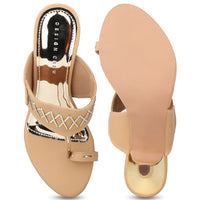 Kitten Heel Kolhapuri Sandal with Stylish Toe Ring Accent