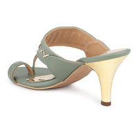 Kitten Heel Kolhapuri Sandal with Stylish Toe Ring Accent
