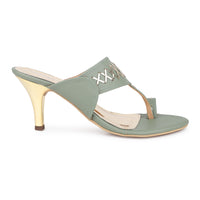 Kitten Heel Kolhapuri Sandal with Stylish Toe Ring Accent