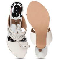 Kitten Heel Kolhapuri Sandal with Stylish Toe Ring Accent