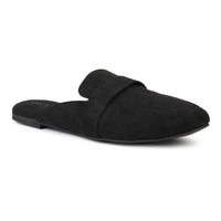 Faux Nubuck Mules With Saddle Strap