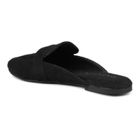 Faux Nubuck Mules With Saddle Strap