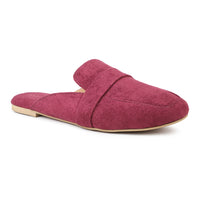 Faux Nubuck Mules With Saddle Strap