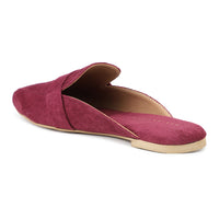 Faux Nubuck Mules With Saddle Strap