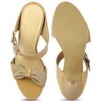 Chunky Buckle Puckered Slide Brown Sandal | Design Crew