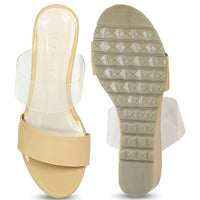 Translucent Strap Wedge Slide Sandal