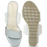 Translucent Strap Wedge Slide Sandal