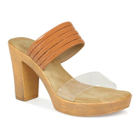 Translucent Strap Block Heel Slide Sandal