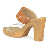 Translucent Strap Block Heel Slide Sandal