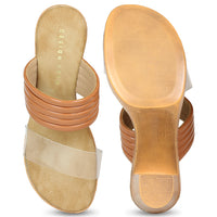 Translucent Strap Block Heel Slide Sandal