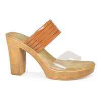 Translucent Strap Block Heel Slide Sandal