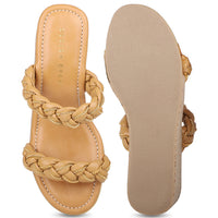 Metallic Chain Braided Slide Sandal