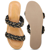 Metallic Chain Braided Slide Sandal
