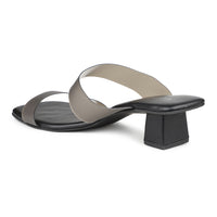 Classic Slide Sandal With Box Heel & Transparent Straps