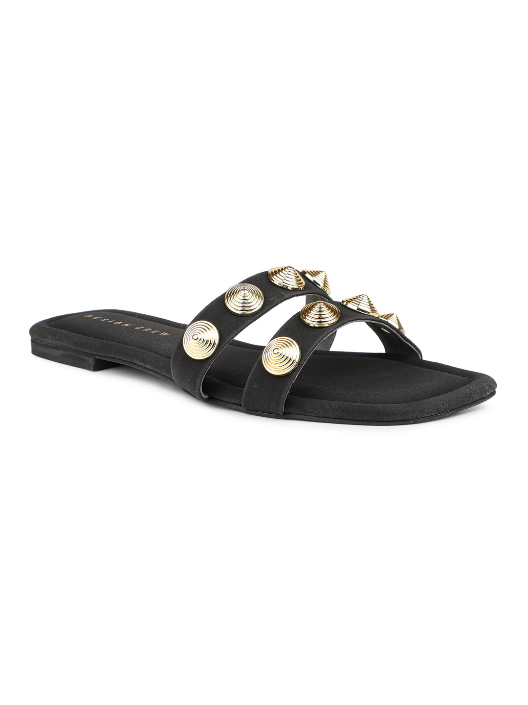 Black slides shop with gold studs