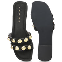 Gold Studs Metallic Slides