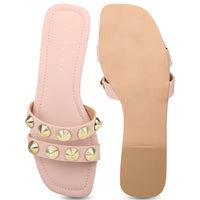 Gold Studs Metallic Slides
