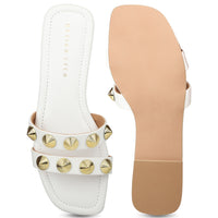Gold Studs Metallic Slides