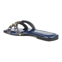 Classic H Syle Slide Sandal With Gold Studs