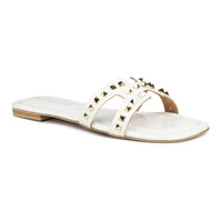 Classic H Syle Slide Sandal With Gold Studs