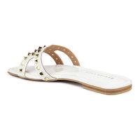 Classic H Syle Slide Sandal With Gold Studs