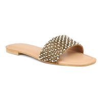 Hand Embriodered Pearl Accented Slide Sandal