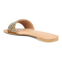 Hand Embriodered Pearl Accented Slide Sandal