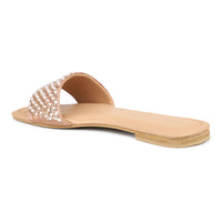 Hand Embriodered Pearl Accented Slide Sandal